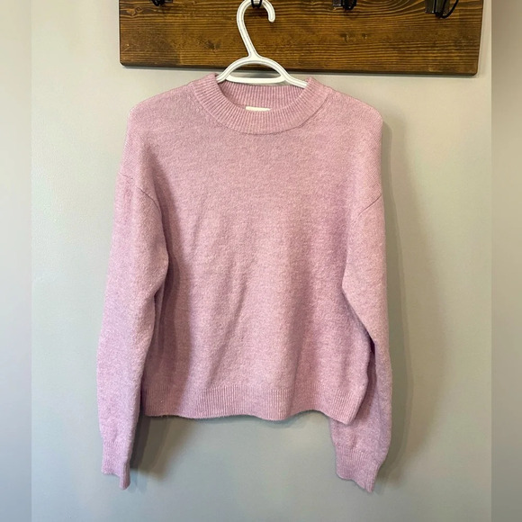 H&M oversized Cropped Turtleneck Sweater in light pink size XS - Picture 1 of 7